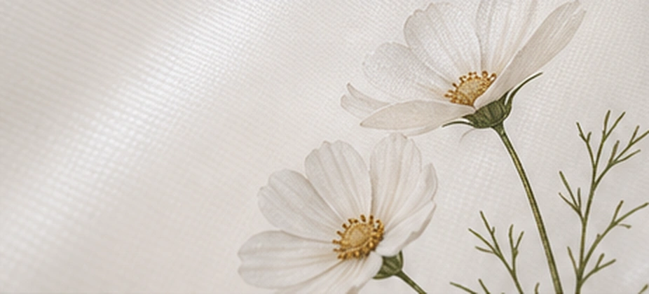 Minimal floral artwork printed on ivory tarpaulin