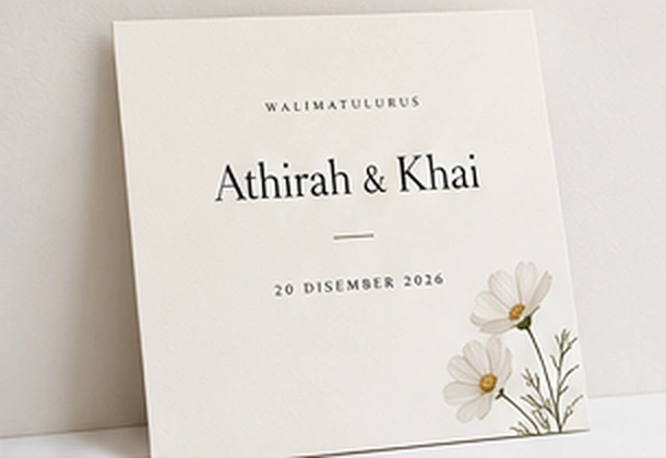Matching minimalist floral wedding invitation